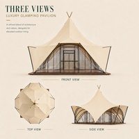 BOTEEN Factory Direct Glamping Tent 750G Trekvlakmembraan 6x6x6.1M Gegalvaniseerde Staalbuis Piramide Luxe Safari Villa Tent Huis