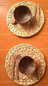 Woven Water Hyacinth Placemats Handmade Natural Woven Placemat Bohemian Rattan Placemat <b>Dinner</b> <b>Table</b> Set 4 for Holiday Wedding - Product Image 4