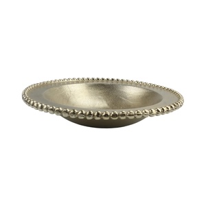 Plateau en métal argenté de qualité supérieure pour champagne, centre de table sophistiqué à bord perlé, plat décoratif moderne pour l'hôtellerie de luxe - Product Image 1