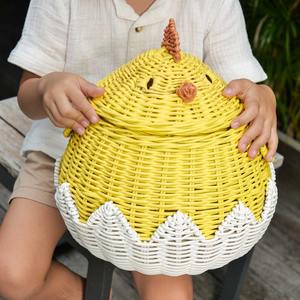 Cesta de Mimbre para Niños, Forma de Pollo, Amarilla y Blanca, para Almacenamiento de Juguetes, Venta al Por Mayor, Ecológica, Proveedor - Product Image 6