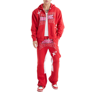 Good manufacturer Men Puff Print <b>Zipper</b> Tracksuit with OEM customized hot selling <b>top</b> trending Puff Print Tracksuit Fit Running - Product Image 3