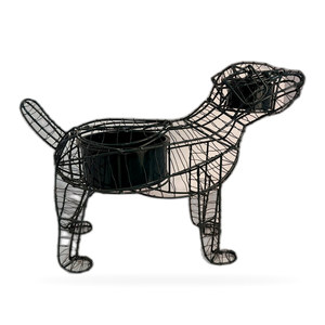 Hand Woven Iron Wire Dog Planter Black Powder Coated Removable Inner <b>Pot</b> Animal Garden Decor Plant <b>Pot</b> <b>Holder</b> for Balcony India - Product Image 2