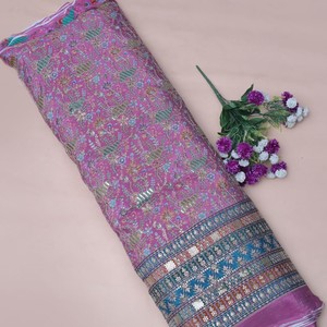 ผ้าเครปสีชมพูออร์คิดลายดอกไม้แบบอาหรับพิมพ์ลายเส้นสายพันธุ์ไม้ประดับสำหรับชุดกะฟตันตะวันออกกลาง สหราชอาณาจักร - Product Image 4