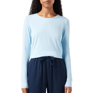 T-shirts pour femmes à manches longues, noirs, de haute qualité, personnalisés, en gros, couleurs unies, confortables, sportifs, décontractés, OEM - Product Image 4