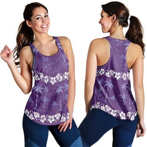 Custom Hawaii Women's Tank <b>Top</b> Scoop Neck Floral Print Breathable Knitted Polyester Casual Sporty Back Logo Digital Printed - Product Image 1