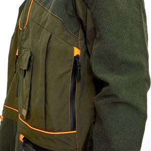 Veste de chasse vert olive avec bordure orange, fermeture éclair intégrale, plusieurs poches, vêtements d'extérieur - Product Image 4