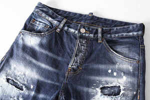 กางเกงยีนส์ผู้ชายสีดำเทา ขาดเซอร์ๆ ทรงสกินนี่ ผ้ายีนส์ยืด แต่งสีสตรีทแวร์ คุณภาพสูง - Product Image 5