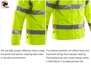 Chaqueta de Seguridad de Alta Visibilidad, Poliéster Antidesgarro, Reflectante, Industrial, de Manga Larga, Unisex, para Trabajo en Exteriores, Triple Capa - Product Image 5