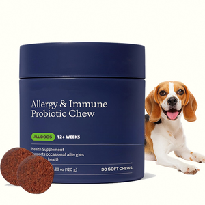 Probiotiques OEM pour chiens : Friandises à mâcher pour soulager les allergies, apaiser les démangeaisons cutanées, soutenir l'immunité et la santé digestive – Toutes races – Saveur bœuf – Complément alimentaire pour animaux de compagnie - Product Image 1