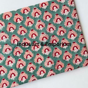 Tela de Algodón Cambray Estampada a Bloques 60x60, Tela de Algodón con Estampado Tradicional Jaipuri - Product Image 5