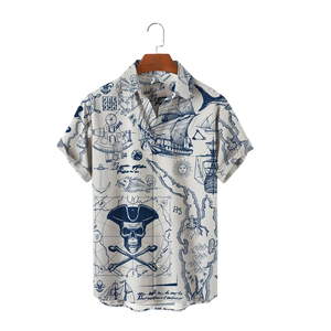 เสื้อเชิ้ตชายหาดฮาวายแบบสวมสบายคุณภาพสูง ดีไซน์ใหม่ สำหรับฤดูร้อน พร้อมปกแบบแมนดาริน สำหรับผู้ชาย - Product Image 4