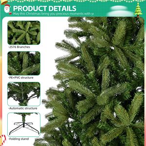Albero di Natale Artificiale Premium in Abete da 2,75 m Senza Luci, con Rami Misti in PE e PVC per Decorazioni Natalizie - Product Image 4