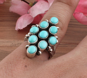 Bague solitaire classique bohème délicate en argent sterling 925 avec pierre turquoise naturelle sertie en bélière, faite à la main, unisexe, cadeau de mariage ou de fête - Product Image 4