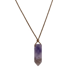 Natural Crystal Unshaped Pendant Necklace for Men and Boys with Adjustable <b>Rope</b> <b>Chain</b> by Violet Apex - Product Image 2