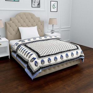400 TC Pure Cotton Jaipuri Floral Pattern Bed <b>Quilt</b> <b>Single</b> Bed 85x55 Inches Soft & Cozy All-Season Lightweight - Product Image 1