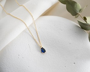 Pendentif vintage de luxe en saphir bleu, pierre de naissance de septembre, taille poire, en argent sterling 925 plaqué or 14 carats, cadeau - Product Image 1