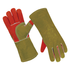 High Quality Blue Cow Split Leather Flame Retardant Welding Gloves <b>Fire</b> Proof Industrial Safety with Thumb Palm Protection - Product Image 4
