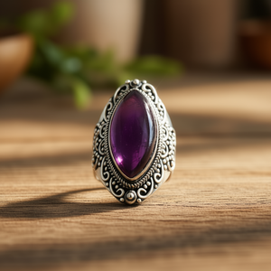 Bague de mode en améthyste massif, poids 8,6 grammes - Product Image 3