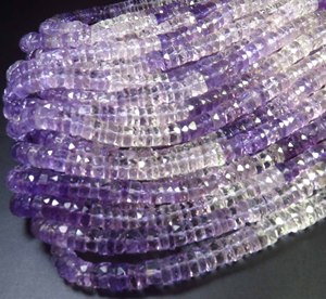 High Quality <b>Pink</b> Amethyst Faceted Gemstone Beads 16"Strand 7mm Heishi Shape Natural Amethyst Center <b>Drilled</b> Brazilian Beads DIY - Product Image 1