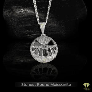High Shine Cartoon Face Pendant Necklace Featuring Round Moissanite Diamonds In Solid 925 Silver Hip Hop Jewelry - Product Image 6