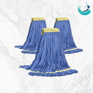 KSR High Quality Cotton Full Colour Yarn Kentucky Mop Heads with 5" Yellow Top Mesh Band for Floor Cleaning System Looped End - Product Image 5