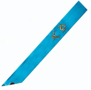Master Sash French Groussier Rite - Regla, Compás, G, Acacia Moire, Bordado a mano con hilo de oro. - Product Image 5