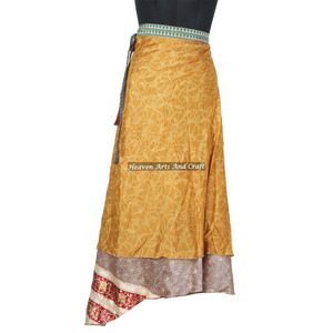 Nuevo Diseño de Falda Cruzada - Compra en Línea de Faldas Rajasthani, Saree Multicapa de Seda Artística, Falda Cruzada Larga India Reversible, Última Moda - Product Image 2
