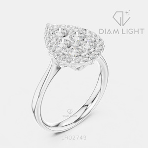 Bague de fiançailles en or blanc 14 carats avec diamant de laboratoire rond de 1,003 carats, certifiée IGI, bijoux fins pour femmes, cadeau - Product Image 2
