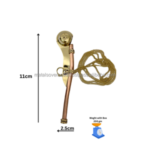 Sifflet de marin en laiton massif et cuivre, vintage, fait main, léger, avec chaîne, pour ordres de commandant, logo personnalisé - Product Image 2