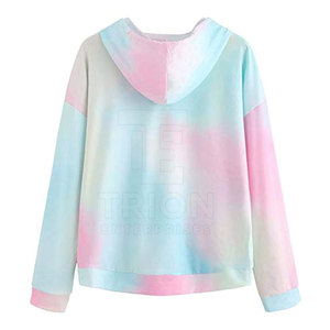 Sudaderas con capucha de color sólido y ligeras para mujer, con efecto tie-dye, para uso en exteriores, de talla grande. - Product Image 2