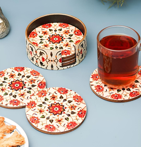 Latest Design Wooden MDF <b>Coasters</b> Set Customised Shape Table Mats <b>Pink</b> Orange Red Design With Amazing Price - Product Image 6