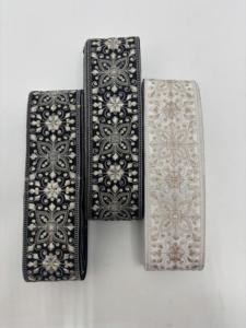 Black and white thread work embroidered <b>laces</b> for apparel decor and crafts OEM wholesale export worldwide supply. - Product Image 5