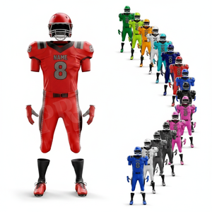 Derniers modèles OEM ODM personnalisés, uniformes de football américain avec nom et numéro d'équipe, sublimation, polyester, spandex, vêtements de sport - Product Image 1