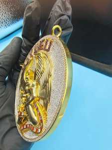 Colgante de medallón alado de lujo con moissanita VVS Makaveli, plata 925, chapado en oro, certificado, estilo Hip Hop para hombre - Product Image 6