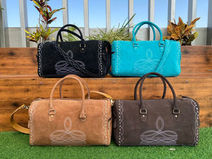 Femmes Mode Luxe Botte Point Cuir Daim Extérieur Voyage Gym Sac Duffel Personnalisé En Cuir Véritable Duffle Bag Overnight Bag - Product Image 4