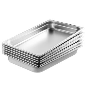 Set di 6 Vaschette per Cottura a Vapore in Acciaio Inox, Spessore 0,8 mm, Profondità 2,5 Pollici, per Uso Commerciale in Ristoranti - Product Image 1
