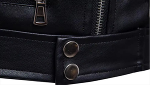 Chaqueta de Cuero Negra para Hombre, Estilo Motero, con Material de Alta Calidad - Precio al por Mayor, Chaqueta de Cuero Genuino para Hombre - Product Image 5