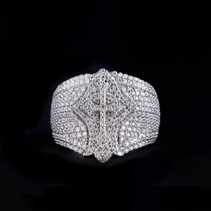 Fully <b>Iced</b> Out Moissanite Diamond Jesus Criss Cross <b>Ring</b> Custom Bustdown Hip Hop Style Men's Champion <b>Ring</b> Statement Jewelry - Product Image 1