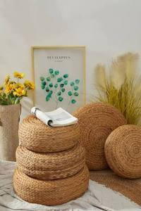 Coussin de sol rond en jacinthe d'eau fait main au Vietnam, écologique, respirant, pour la méditation - Product Image 5