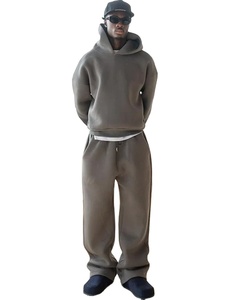 ชุดกีฬาลำลองชุดสองชิ้นสำหรับผู้ชาย, ชุดแฟชั่นโอเวอร์ไซส์ทรงหลวมมีฮู้ดและเชือกรูดชุดกางเกงแนวสตรีททรงตรงมีกระเป๋า - Product Image 1