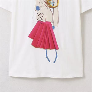 Camisetas de Punto con Bordado Estampado para Mujer, Fabricante OEM, Camiseta Casual de Algodón Premium, Diseño Elegante, Talla Grande para Moda Minorista - Product Image 4