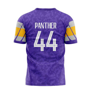 Camiseta de Fútbol Americano Panther, Cuello en V, Manga Corta, Sublimada, Absorbe la Humedad, Morado, Amarillo, Gris, para Hombre, Adulto, Corte Regular - Product Image 2