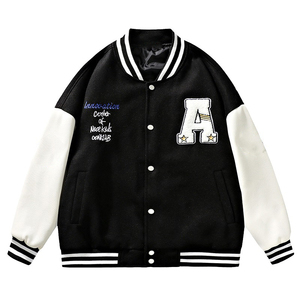 Chaqueta Varsity para Hombre, Transpirable, Sólida, Grosor Estándar, Ligera, Informal, con Logotipo Personalizado, Proveedor OEM, Venta al Por Mayor - Product Image 1