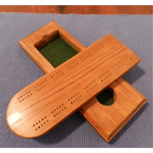 Jeu de Cribbage en Bois Artisanal Classique à 3 Voies, Boîte de Rangement Pliante en Bois avec Intérieur en Feutre pour Jeu de Cartes - Product Image 1