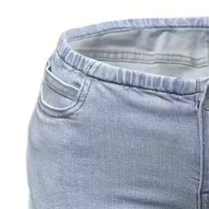 Pantalones Cortos de Mezclilla de Alta Calidad, Pantalones Casuales de Cintura Alta, Jeans Azules, Cintura Elástica, Secado Rápido, 180g, Digitales - Product Image 4