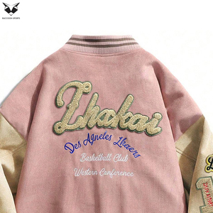 Chaqueta de béisbol bordada con letras para hombre, venta al por mayor, ajuste holgado, estilo aviador, para otoño e invierno, chaquetas universitarias de béisbol. - Product Image 6
