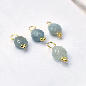 Pendentif en Aquamarine Naturelle Lisse de 8 à 10 mm, Breloque en Pierre Précieuse, Fourniture de Bijoux pour Colliers et Boucles d'Oreilles Délicats - Product Image 4