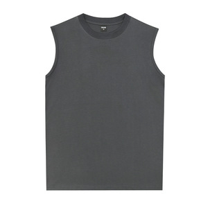 <b>Men's</b> <b>Black</b> Sleeveless <b>Tank</b> <b>Top</b> O-Neck Solid Knitted Casual Wear - Product Image 2