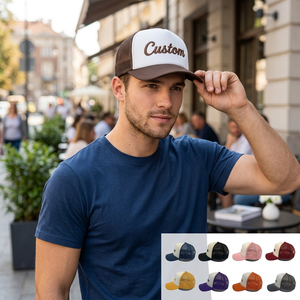 Casquette de camionneur 5 panneaux en polyester de haute qualité avec visière incurvée, broderie personnalisée, respirante, unisexe - Product Image 6