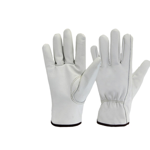 Guantes de Seguridad de Cuero Vacuno Blancos, Lisos, de Grano Completo, Antideslizantes, para Uso General, con Puño Recto, Duraderos - Product Image 1